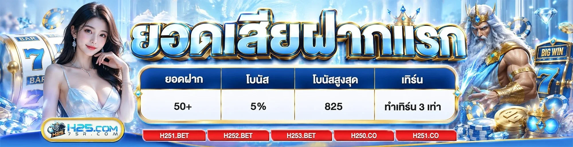 แบนเนอร์โปรโมชั่นและเครดิตฟรี H25 เว็บตรง สำหรับสมาชิกใหม่